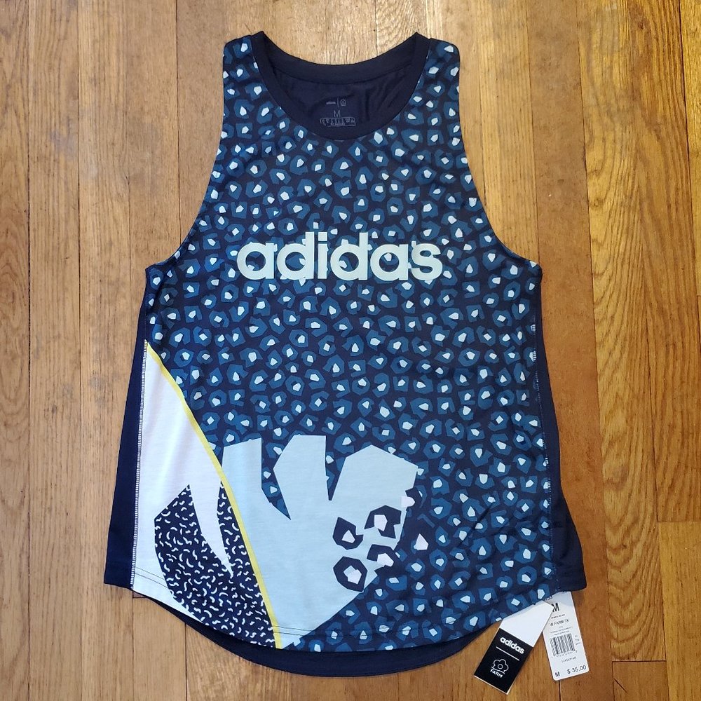 adidas Women's Blue Patterned Tank Top
